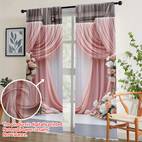 2pcs 2d impressão floral drape tela porta cortina varão bolso, e alegre, adequado para e escritório (não camadas cortinas)
