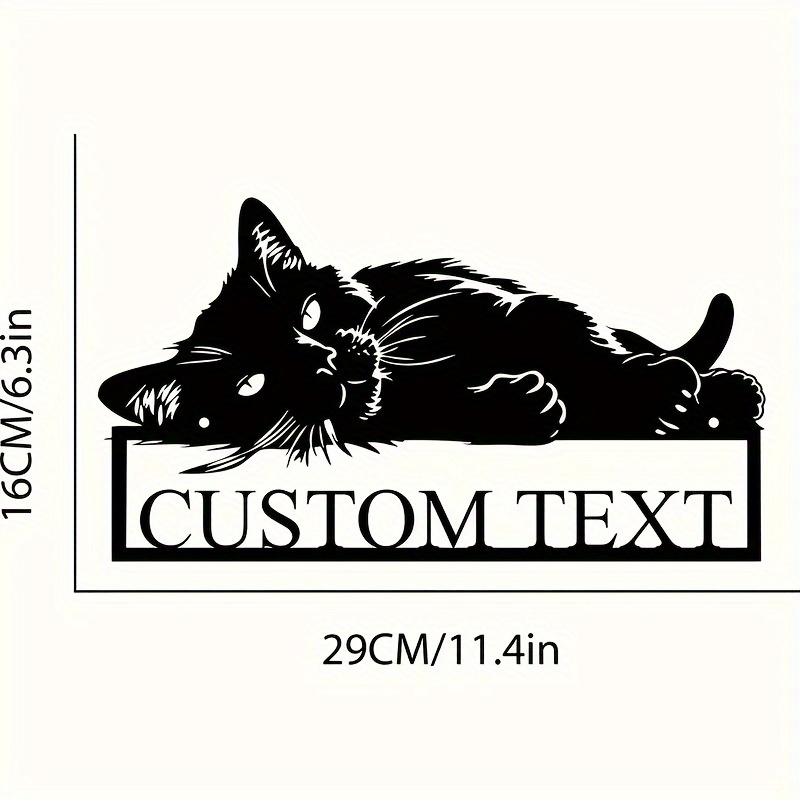 TEMU de Pared Metálico Personalizable de Gato con Texto - Letrero Divertido para Decoración del Hogar, Regalo para Amantes de , Duradero y en la