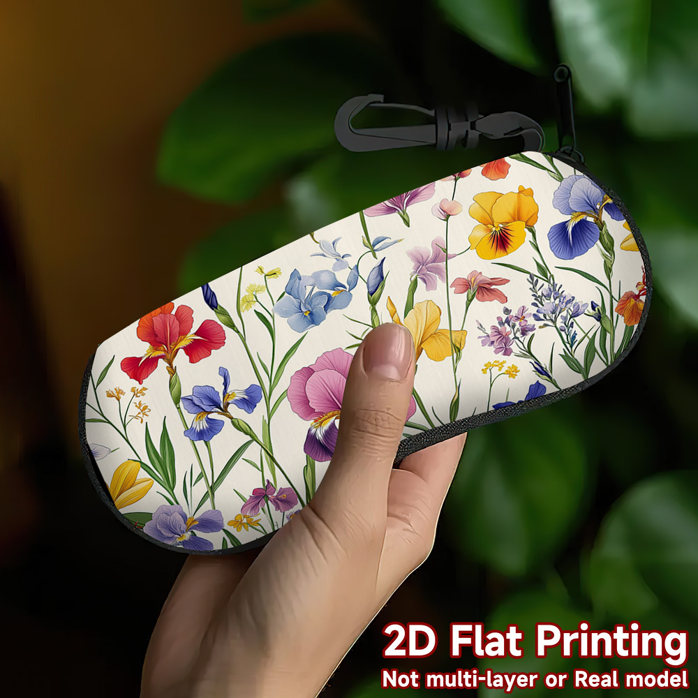 TEMU 1pc Retro Eyeglass Case Suitable For , Portable Zipper Closure Glasses Holder With , Compact Cover For Reading Glasses, Fashion Glasses, For