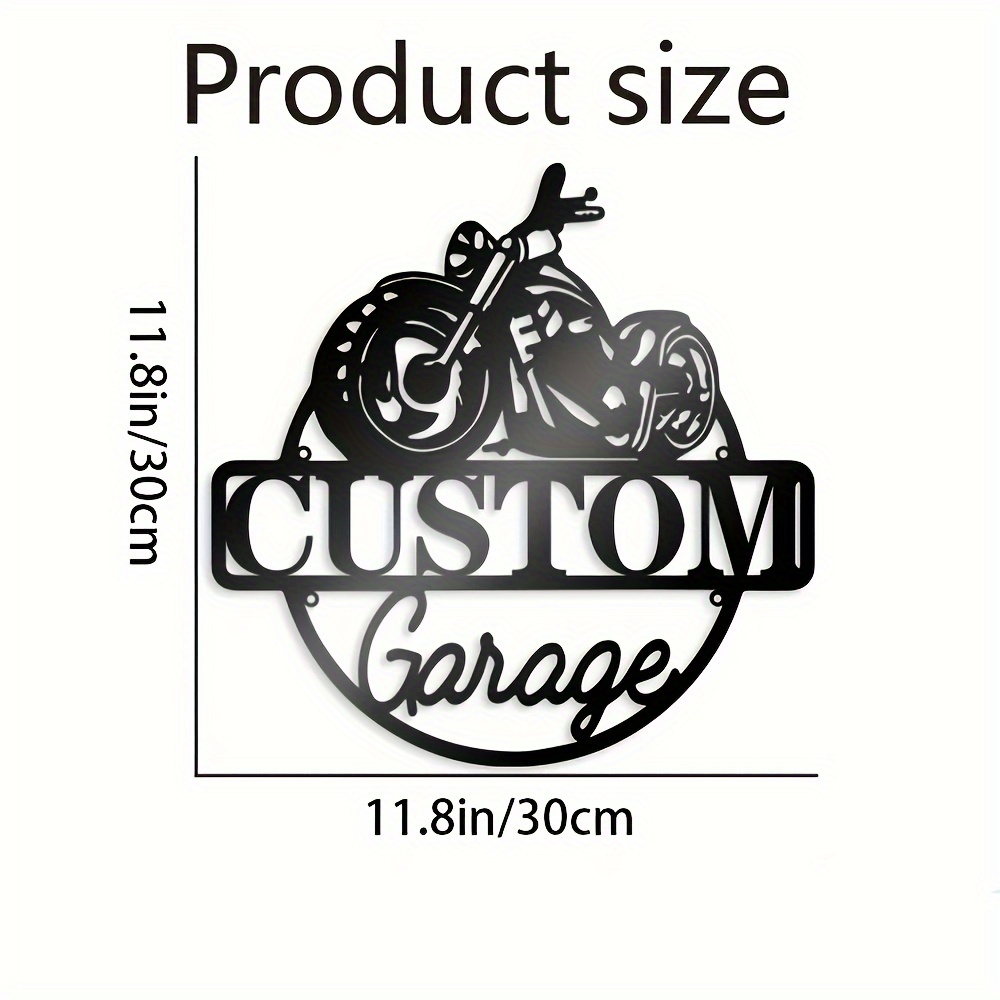TEMU Personalized Metal Sign For A Motorcycle Garage - Custom Name/last Name Wall Art Featuring Classic Motorcycle Design, Durable Indoor/outdoor