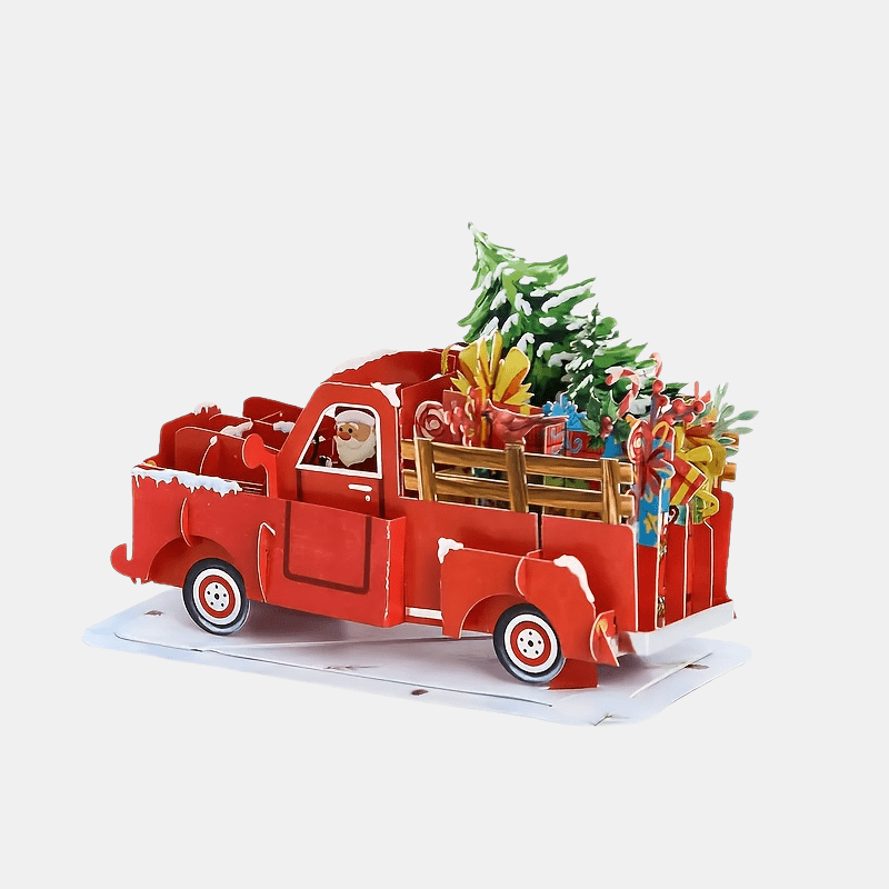 TEMU 1pc A Christmas Truck Pop-up Ornament, A Decorative Item For The Home, Includes A Greeting Pop-up Card With A Small Note Card And Envelope, A 3d
