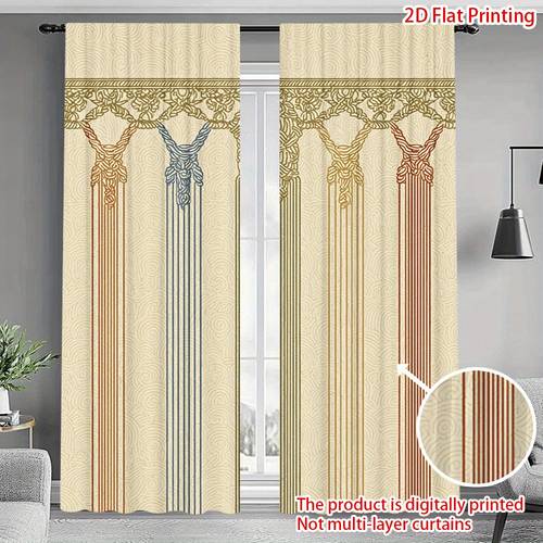 2pcs rainbow macrame wall art printed door curtains home bedroom living room and elegant