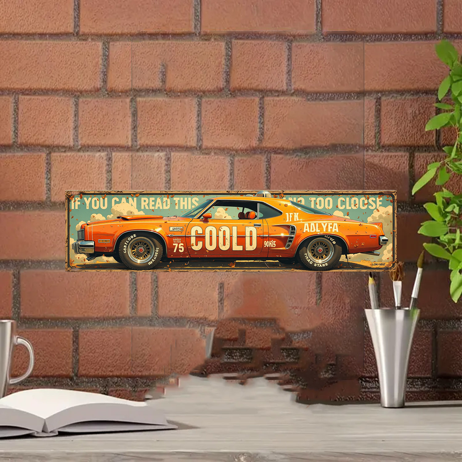 TEMU 2d Flat - Vintage- Wall Sign " Can Read This, You're For Adlyea" - 24x10 Inch, Rustic Orange , Home, Bar, Or Restaurant Decor, Indoor & Outdoor