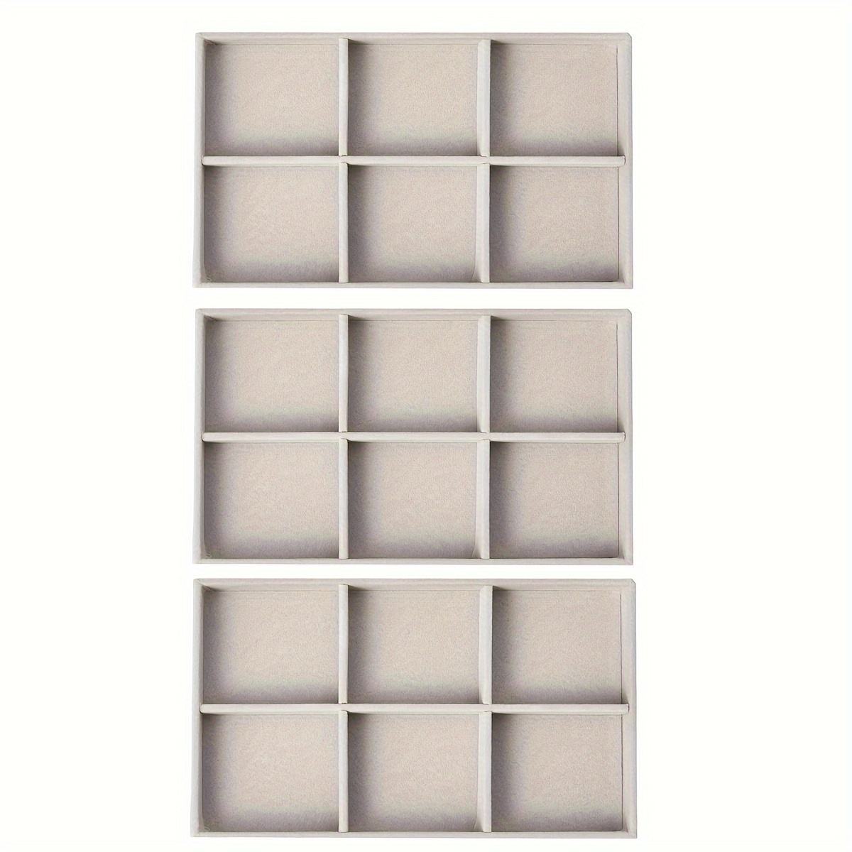 TEMU 6 Grid Velvet Jewelry Display Tray Suit -3 Sets Of Rings, Earrings, Necklaces, Cufflinks Storage Box, Jewelry Finishing Box