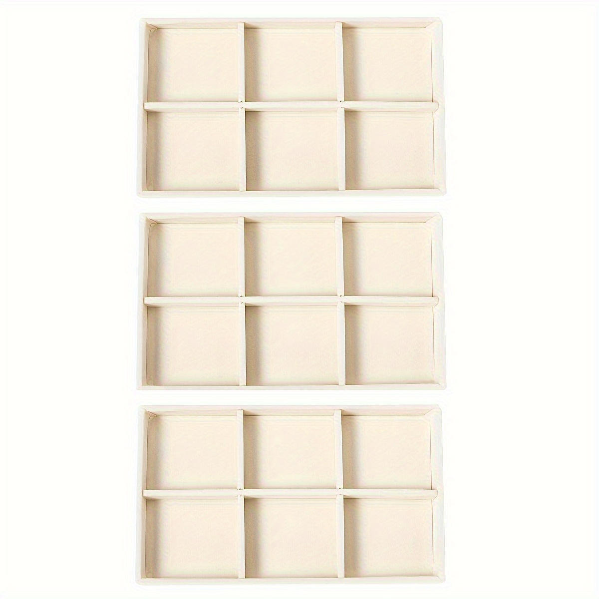 TEMU 6 Grid Velvet Jewelry Display Tray Suit -3 Sets Of Rings, Earrings, Necklaces, Cufflinks Storage Box, Jewelry Finishing Box