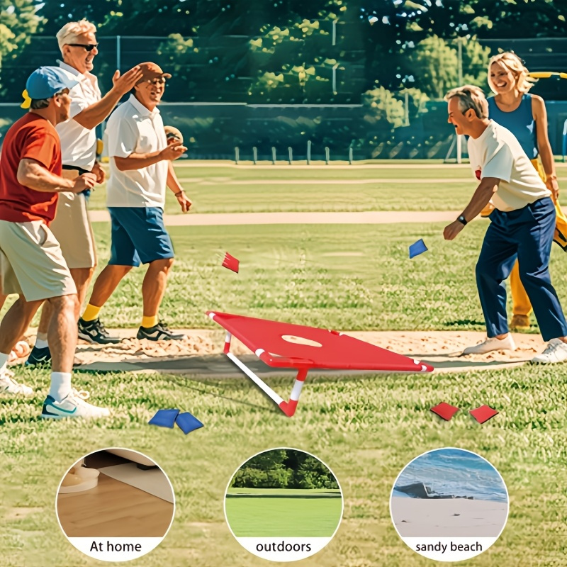Red And Blue Convenient Corn Hole Game Set, Foldable And Durable, Including 6 Bean Bags And 1 Storage Bag, Outdoor Sports And Training Throwing Games, Suitable for Family Travel And Outdoor Activities