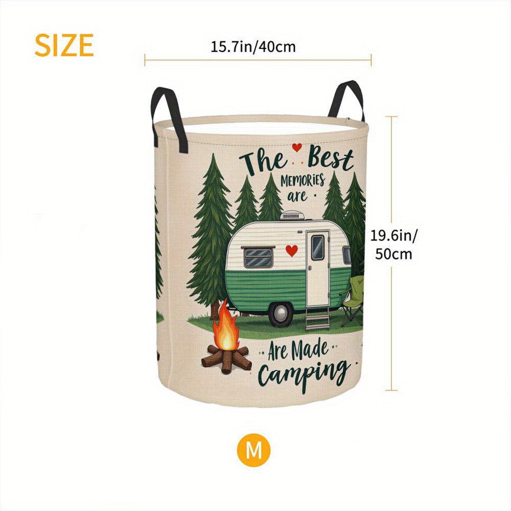 TEMU 1pc, Camping Flamingo Artistic Print Laundry Hamper, Storage For Dirty Clothes And, Dorms, Apartments, And Laundry Rooms, Helps Keep Your Home