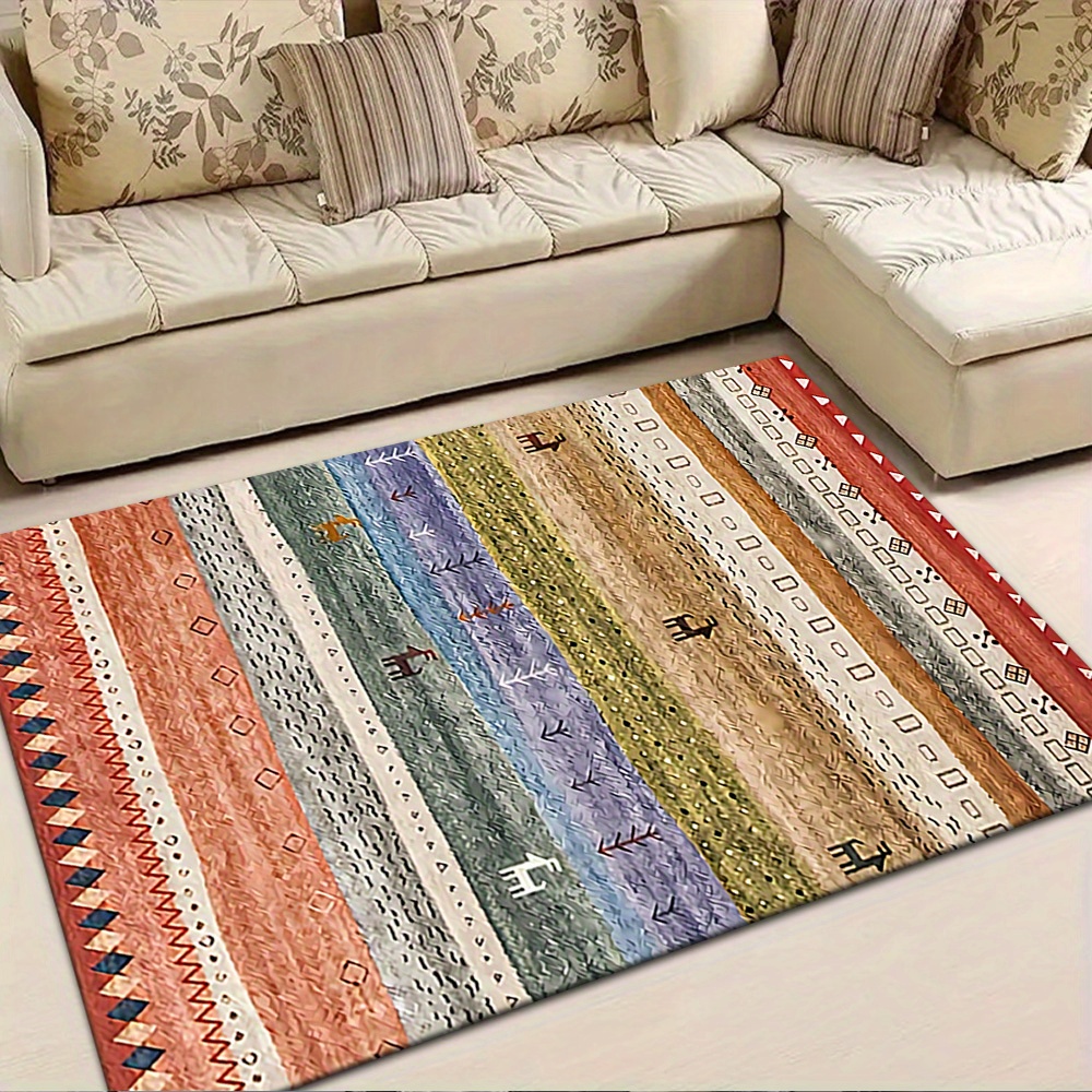 TEMU 1pc Ethnic Style Striped Printed Doormat, Suitable For Kitchen Floor Mats, Hallway Floor Mats, Bedroom Entrance Floor Mats, Bathroom Floor Mats,