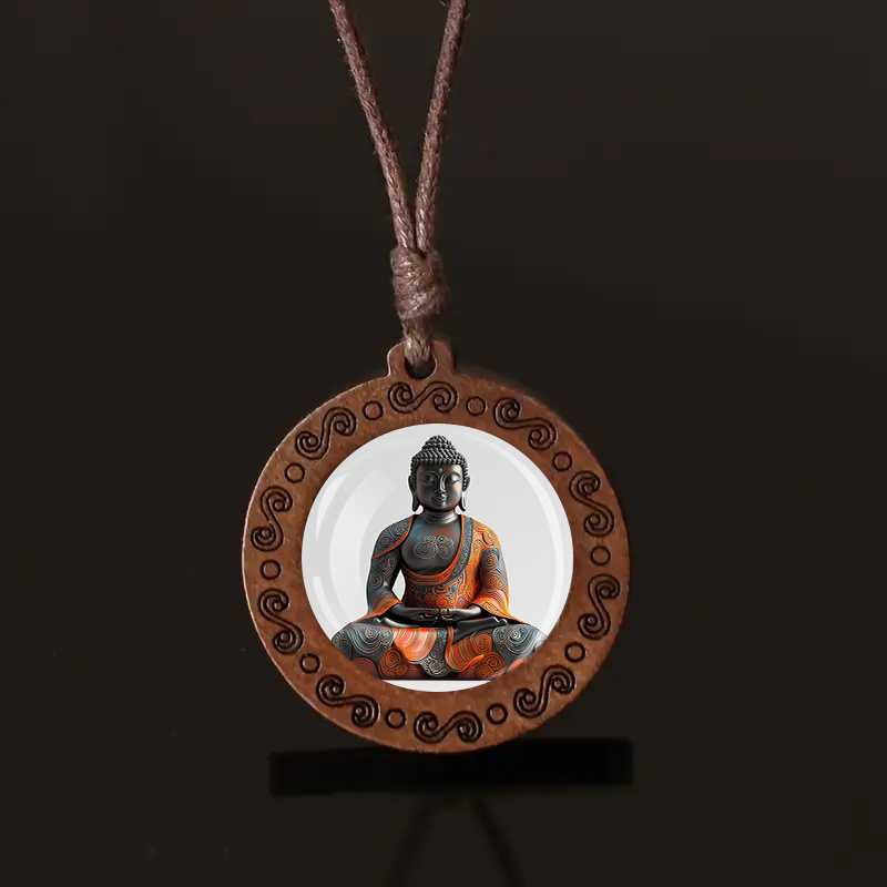 Handcrafted Wooden Buddha Pendant Necklace