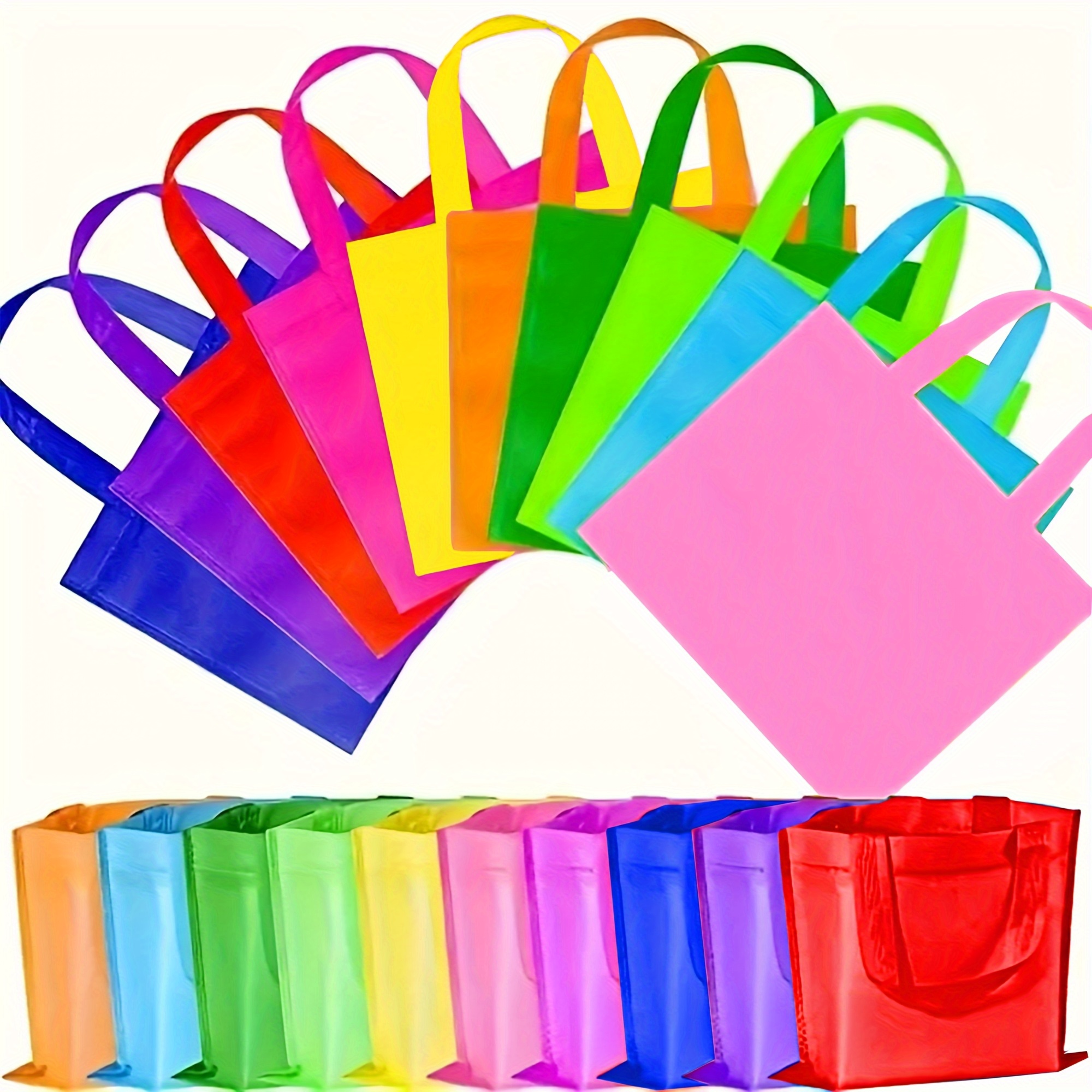Image of 10 Non-woven Bags Party Shopping Bags, Candy Bags Reusable Gift Bags, Shopping Bags With Handles For Birthday Party Supplies