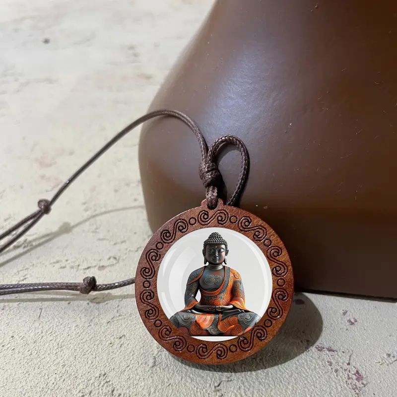 Handcrafted Wooden Buddha Pendant Necklace