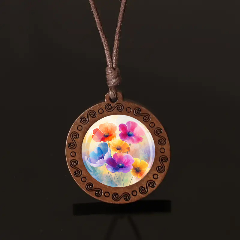 Bohemian Floral Pendant Necklace with Adjustable Cord