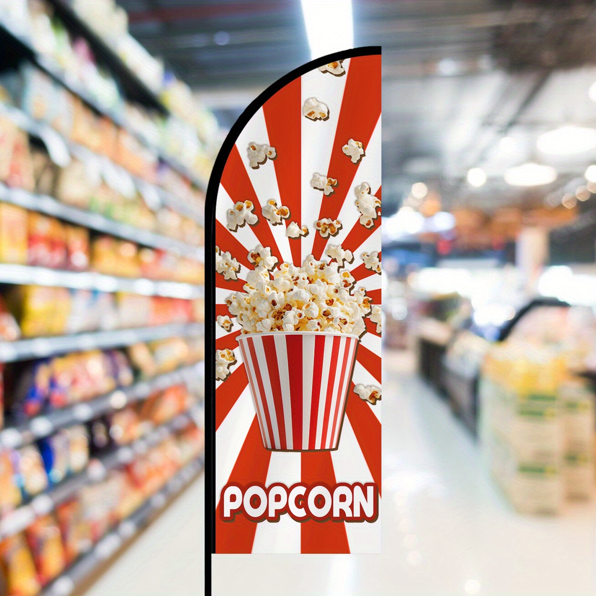 TEMU 1pc, Outdoor Promotional Flag, Popcorn Knife Flag, Advertising Decoration Flag, Suitable For Various Commercial Activities, Does Not Include