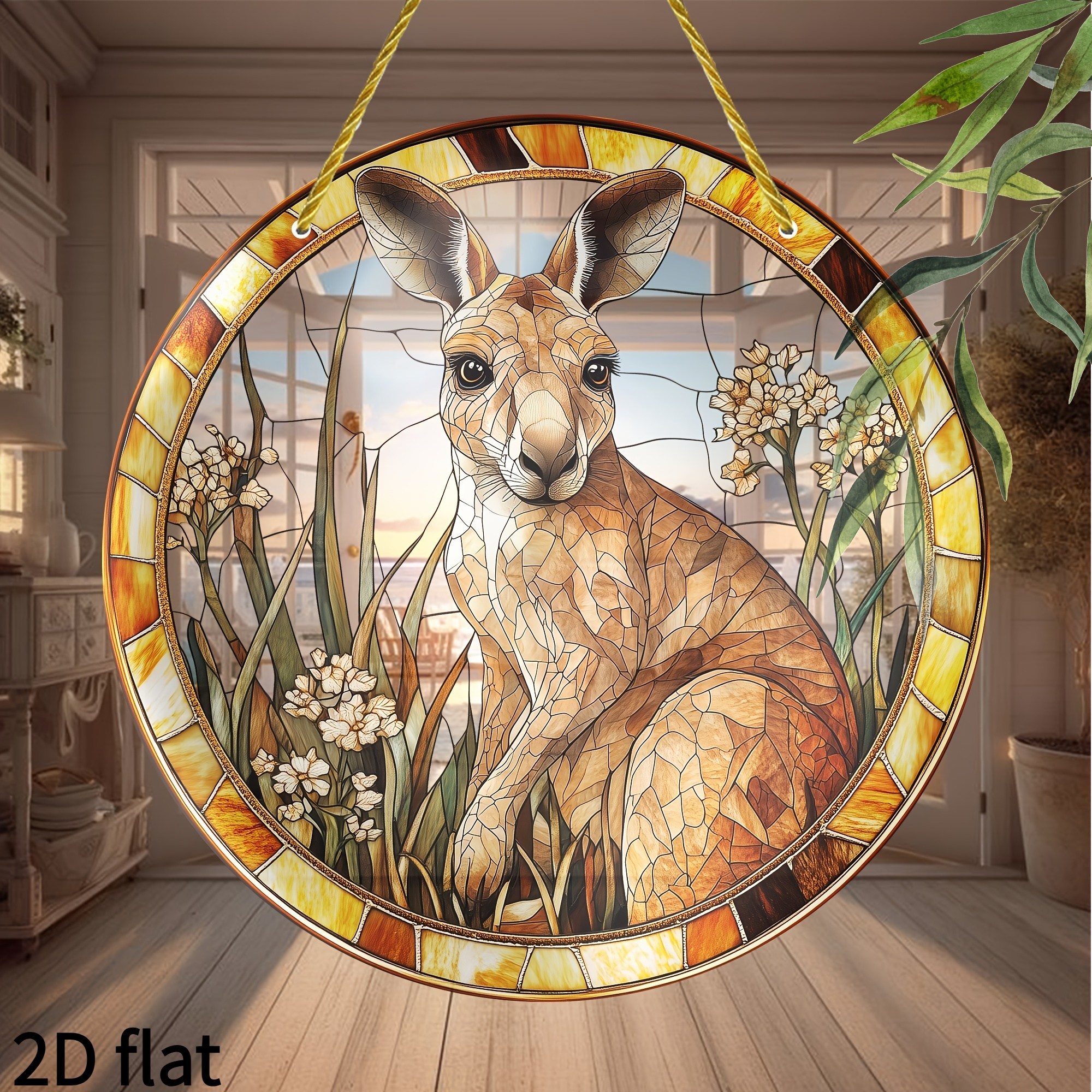 TEMU A 2d Flat Kangaroo Ornament, Catcher Wall Decoration, Indoor And Outdoor Art Wall Decor, Wreath Decoration, Porch Decor, Home Decor For Bedroom,