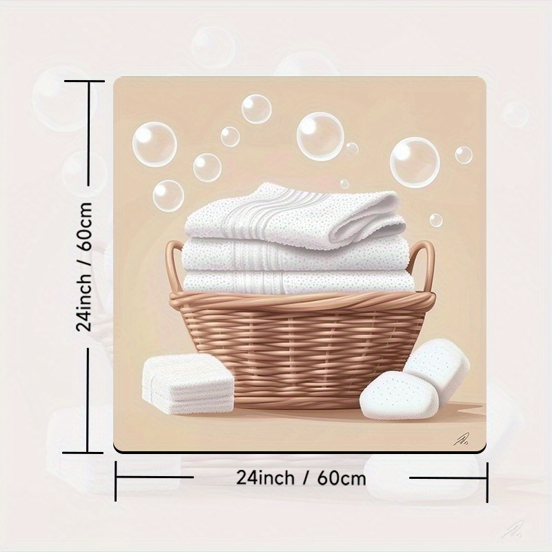 TEMU 1pc 2d Flat Printed Mat With A Christmas Theme, Featuring A Wicker Basket Design. Made From 100% Polyester, It Serves As A Drainage Pad, Coffee