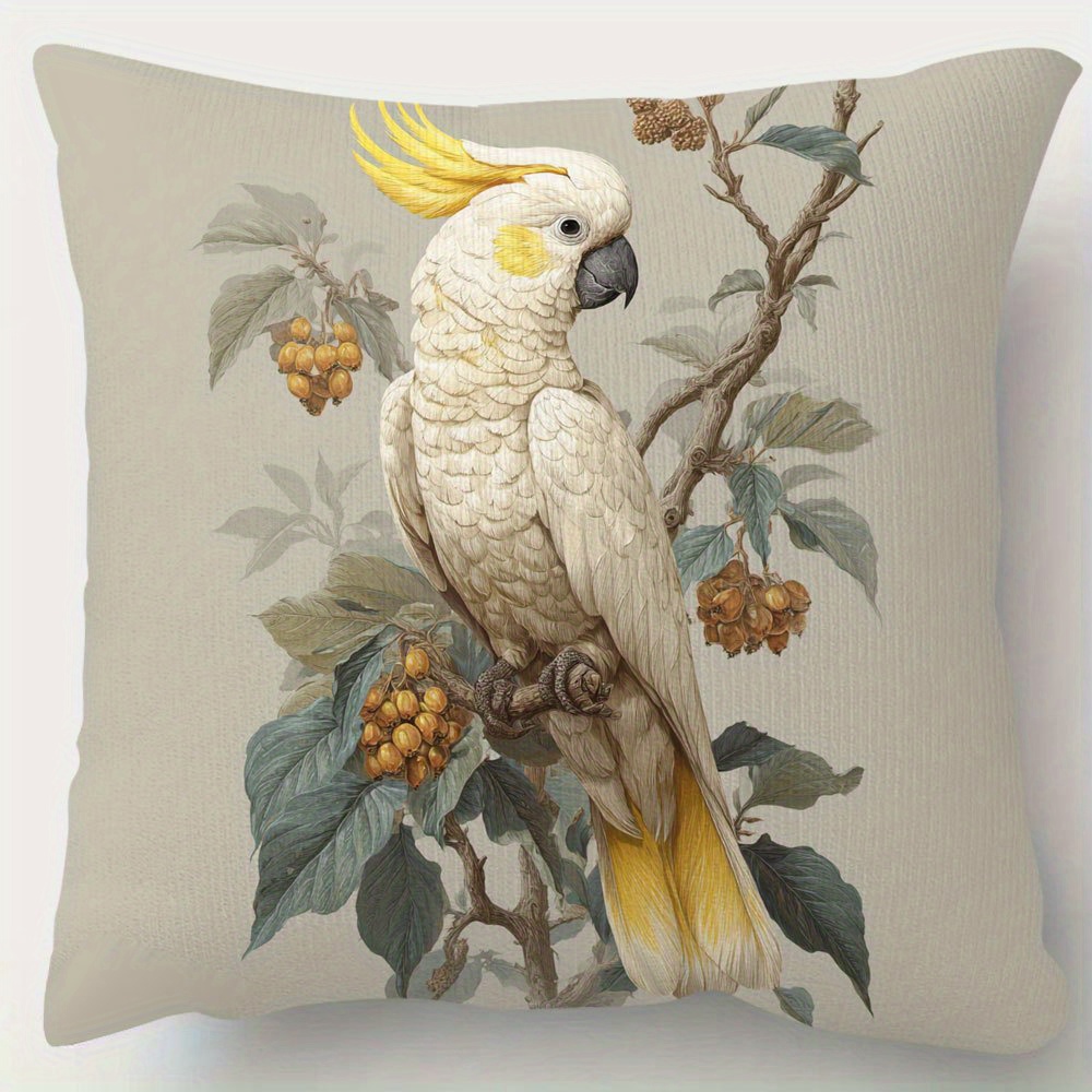 TEMU 1pc Sulphur Pillowcase - Vibrant Single-sided Print, 18x18 Inch, Soft Short Plush, Zipper Closure, Ideal For Sofa, Living Room, Bedroom, Office