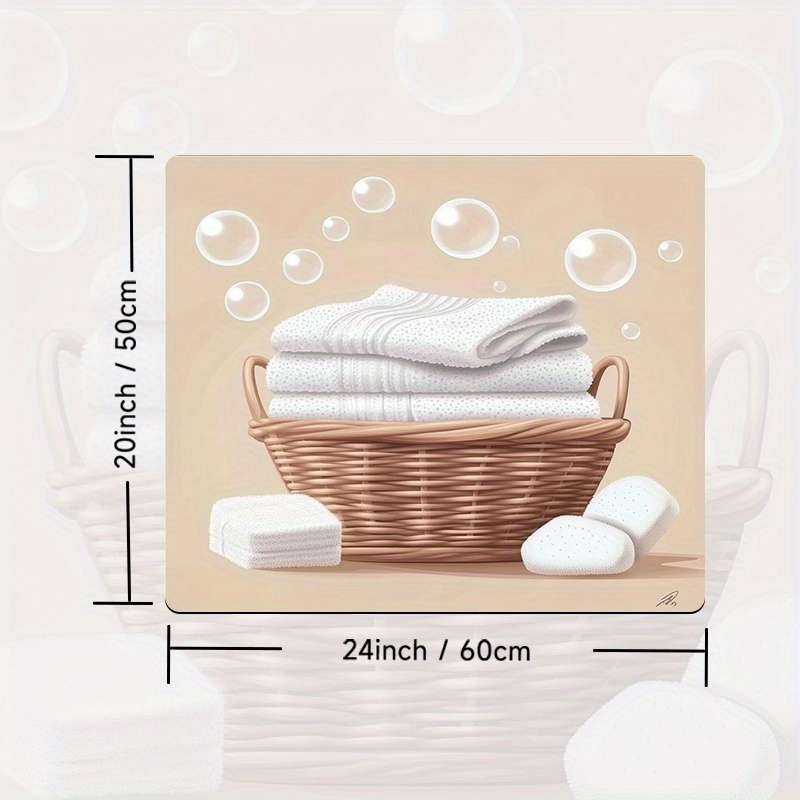 TEMU 1pc Alfombra 2D con Diseño Navideño y Cesta de Mimbre. de 100% Poliéster, como de Drenaje, Protector de Cafetera, Alfombrilla Absorbente para
