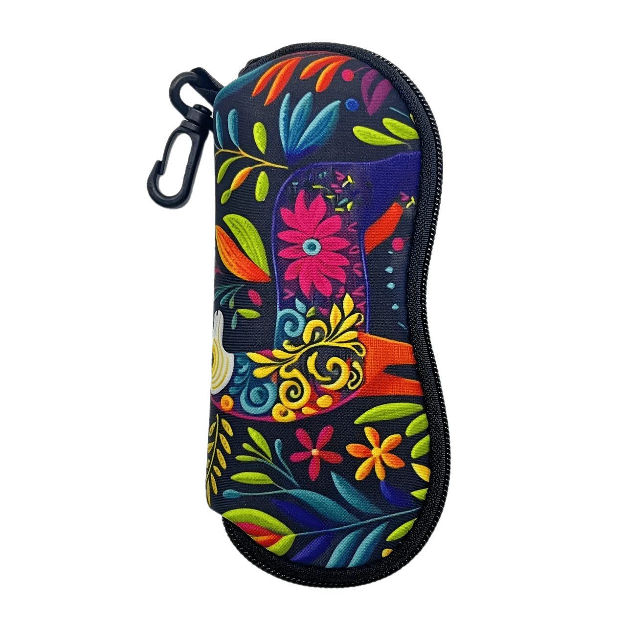 TEMU 1pc Mexican Floral Pattern Zippered Fashion Glasses Case - Lightweight Neoprene Eyeglass Pouch With Vibrant Colorful Design, Sizes