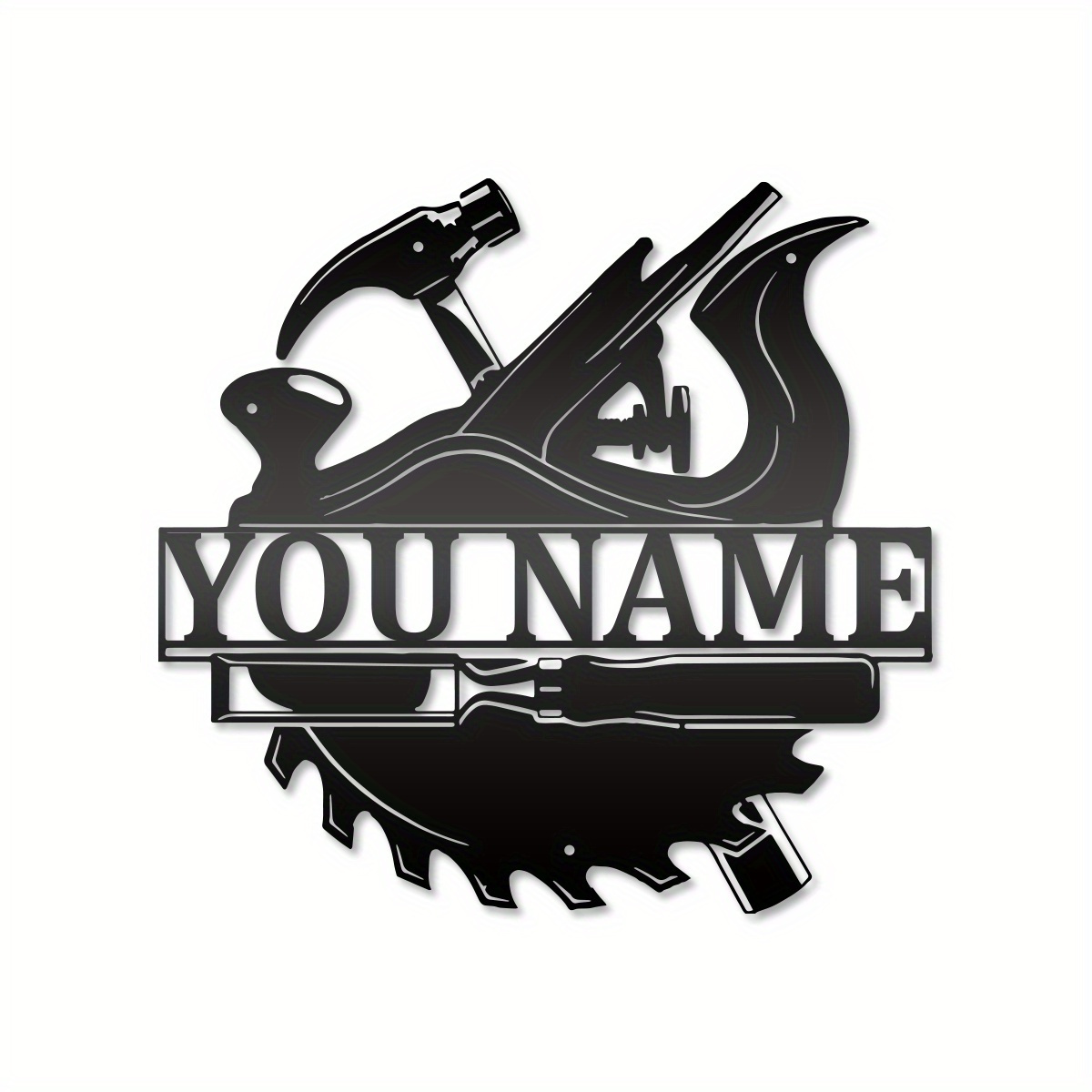 TEMU 1pc Of Custom Iron Wall Art Featuring Woodworking Tools Design, Personalized Name Sign, Ideal For Carpenters' Home Decor, -themed Artwork For