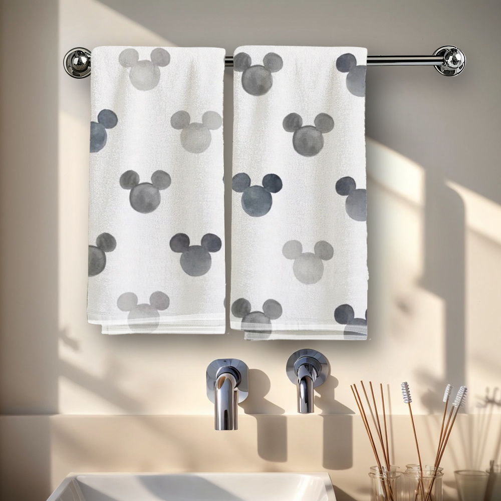 TEMU 2pcs Mouse& Mouse Hand Towels Multifunctional Towels Soft Polyester, Quick Drying, All Suitable For Bathroom Kitchen, Bathing, Christmas, Decorate Gifts