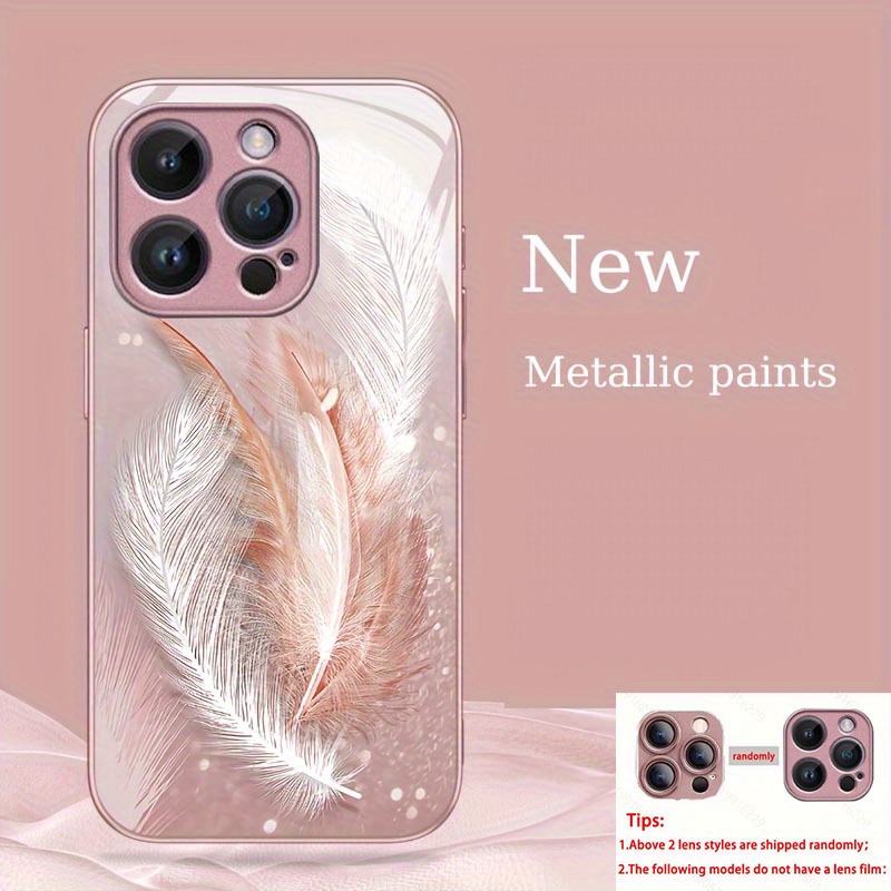 TEMU Phone Case - Stylish Feather Phone Case For Iphone 15/14/13/12/11/xsm/xr/xs/x/7, Chic, Lightweight, Luxurious, Trendy, Unique, Instagram Style