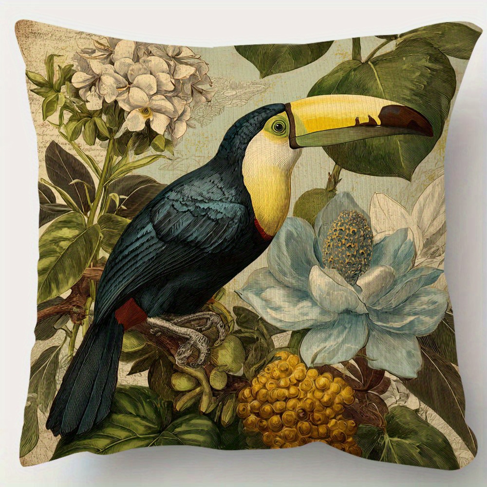 TEMU 1pc, Double-side Short Pillow Case, And Tropical 2 Throw Pillow Covers, 18inch*18inch, Suitable For Sofa, Living Room, Bedroom, Office Home
