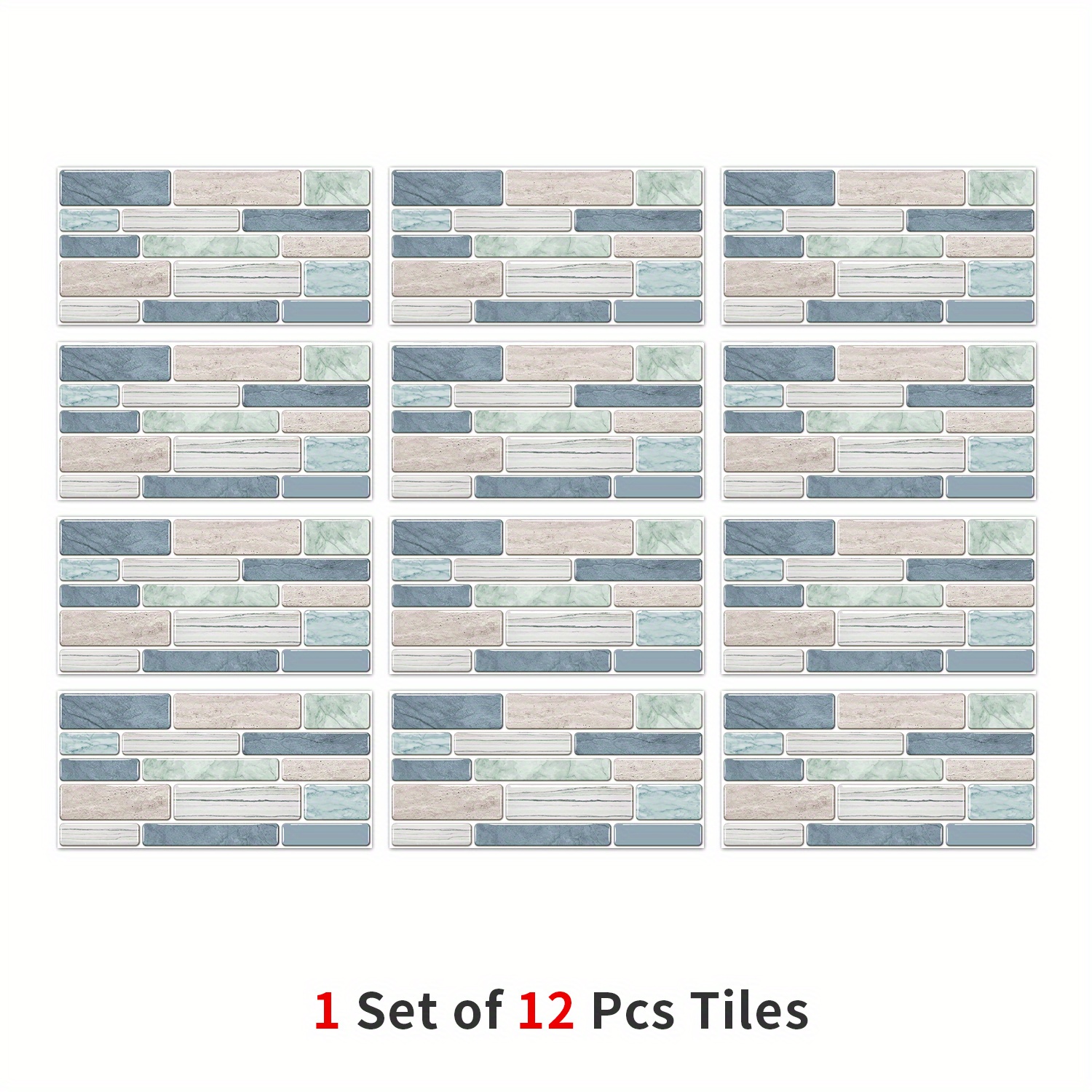 6/12pcs 2d Marble Texture + Modern Minimalist Pvc Self-adhesive Waterproof Glossy Finish For Kitchen, Bathroom, Bedroom, Living Room, Office Interior Stylish And Aesthetic 15x30cm, 2d Flat