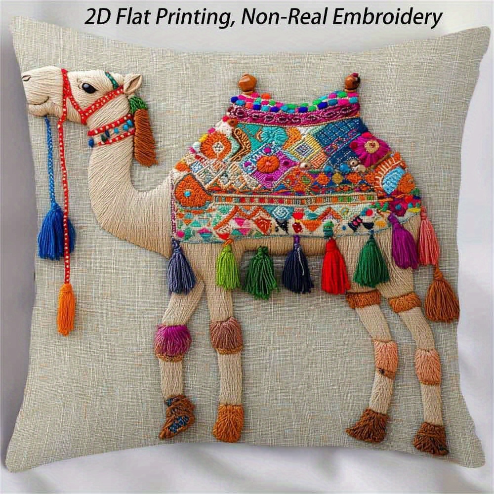 TEMU 1pc Moroccan Bohemian Camel Print Pillowcase - Soft And Comfortable Polyester Material, Suitable For Farmhouse, Car, Office, Home Decor, Living