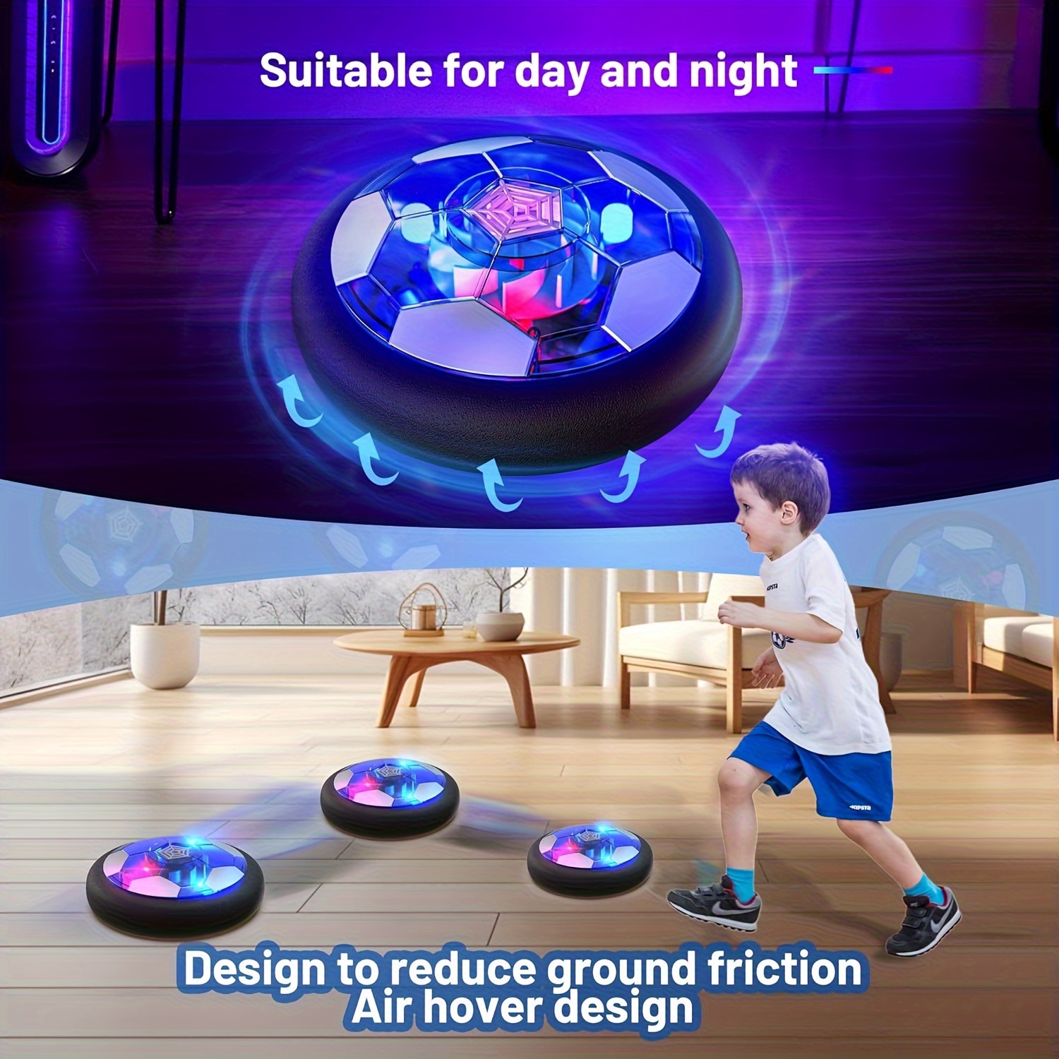 Hover Football Toy for Kids, Battery-Powered Hover Ball with Protective Foam Bumpers And Colorful LED Lights, Suitable for Boys And Girls Aged 3 to 12, Air-Powered Soccer Hover Ball, Ideal for Soccer Games.