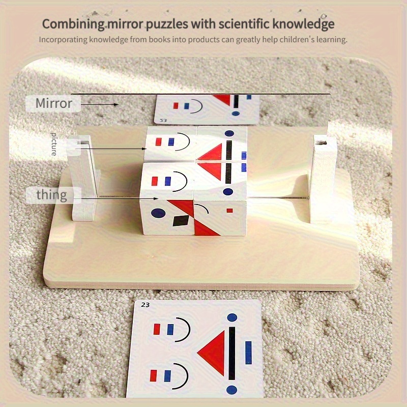 Wooden Mirrored Building Block Game with 20 Double Sided Cards