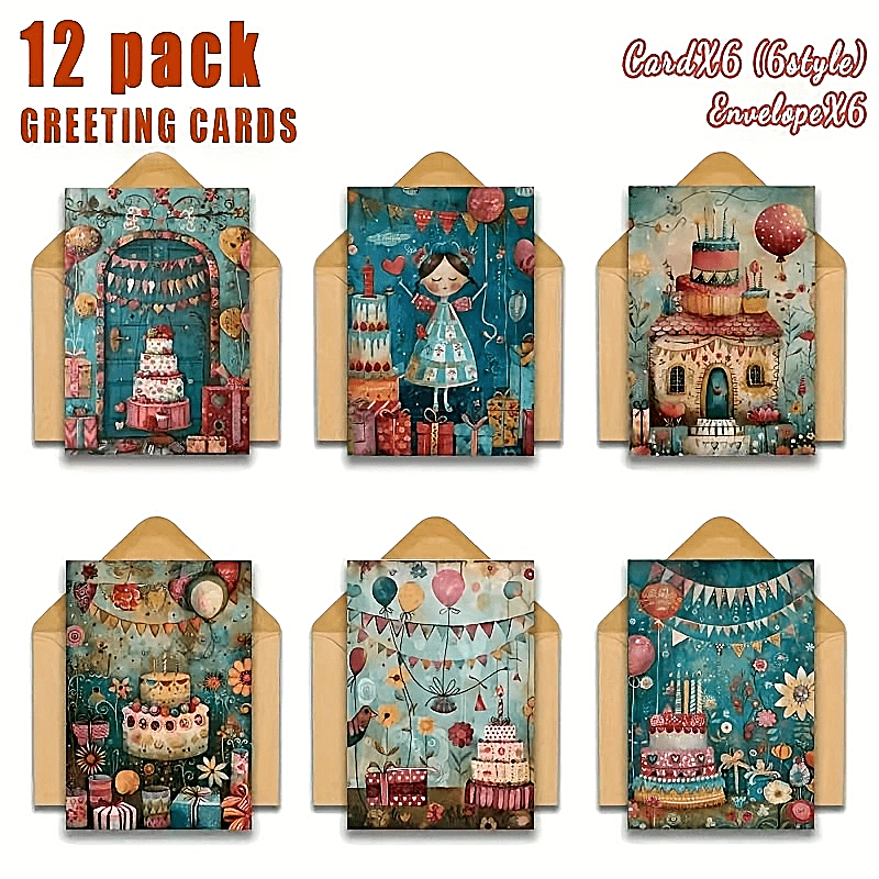 E-shop 12 klassische Geburtstagskarten mit Blumenmotiven und Umschlägen, geeignet für verschiedene Anlässe, leere Karten für Freunde und Familie,