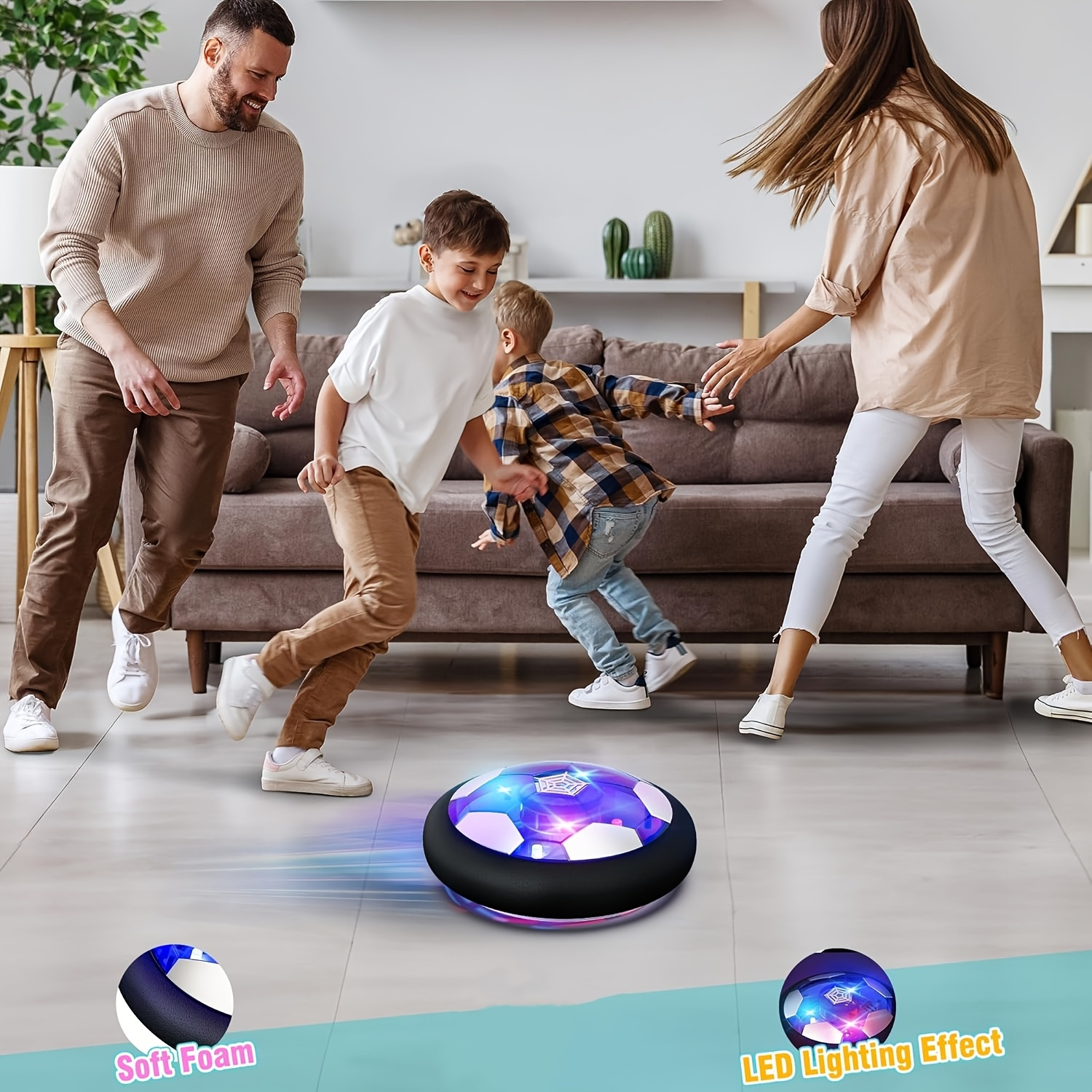 Hover Football Toy for Kids, Battery-Powered Hover Ball with Protective Foam Bumpers And Colorful LED Lights, Suitable for Boys And Girls Aged 3 to 12, Air-Powered Soccer Hover Ball, Ideal for Soccer Games.