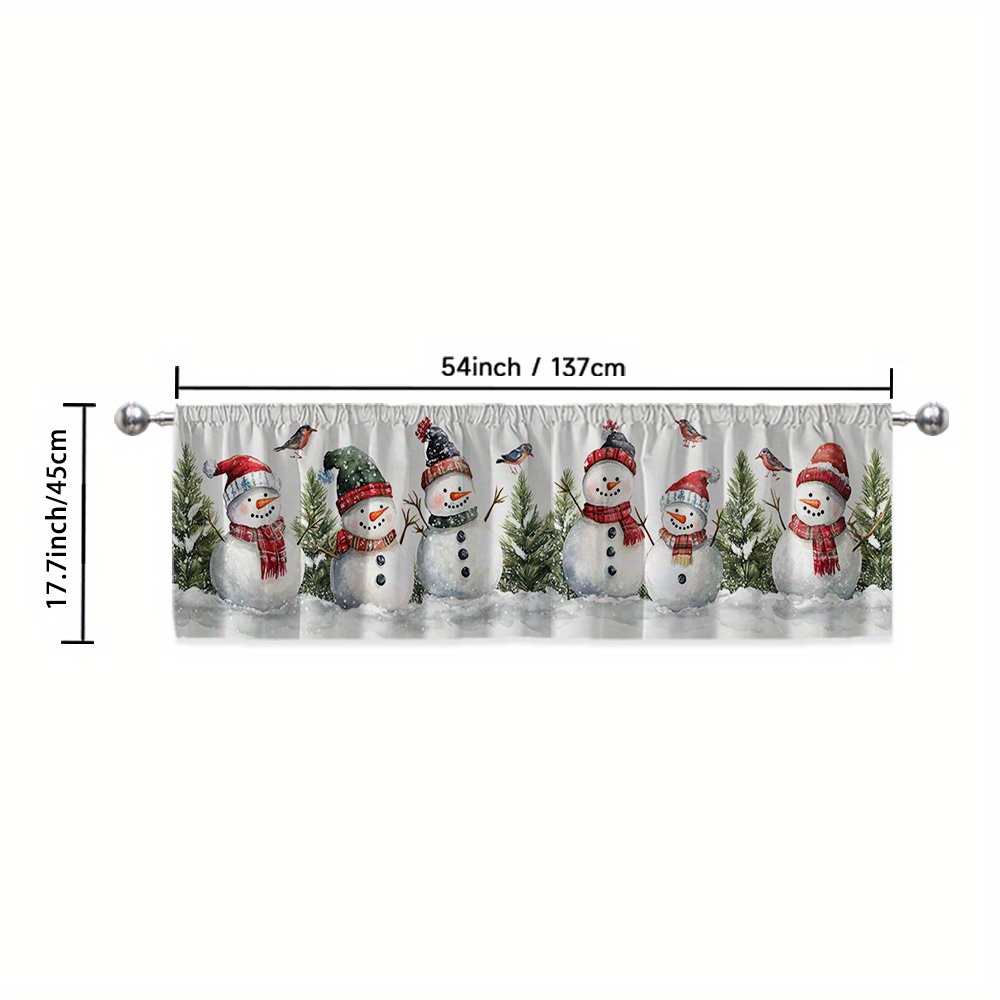TEMU 1 Stück Festlicher Weihnachts-Küchenvorhang - Winterliche -Kiefernzweige-Design, Langlebiger 100% Polyester Lichtfilter-Vorhang für Schlafzimmer