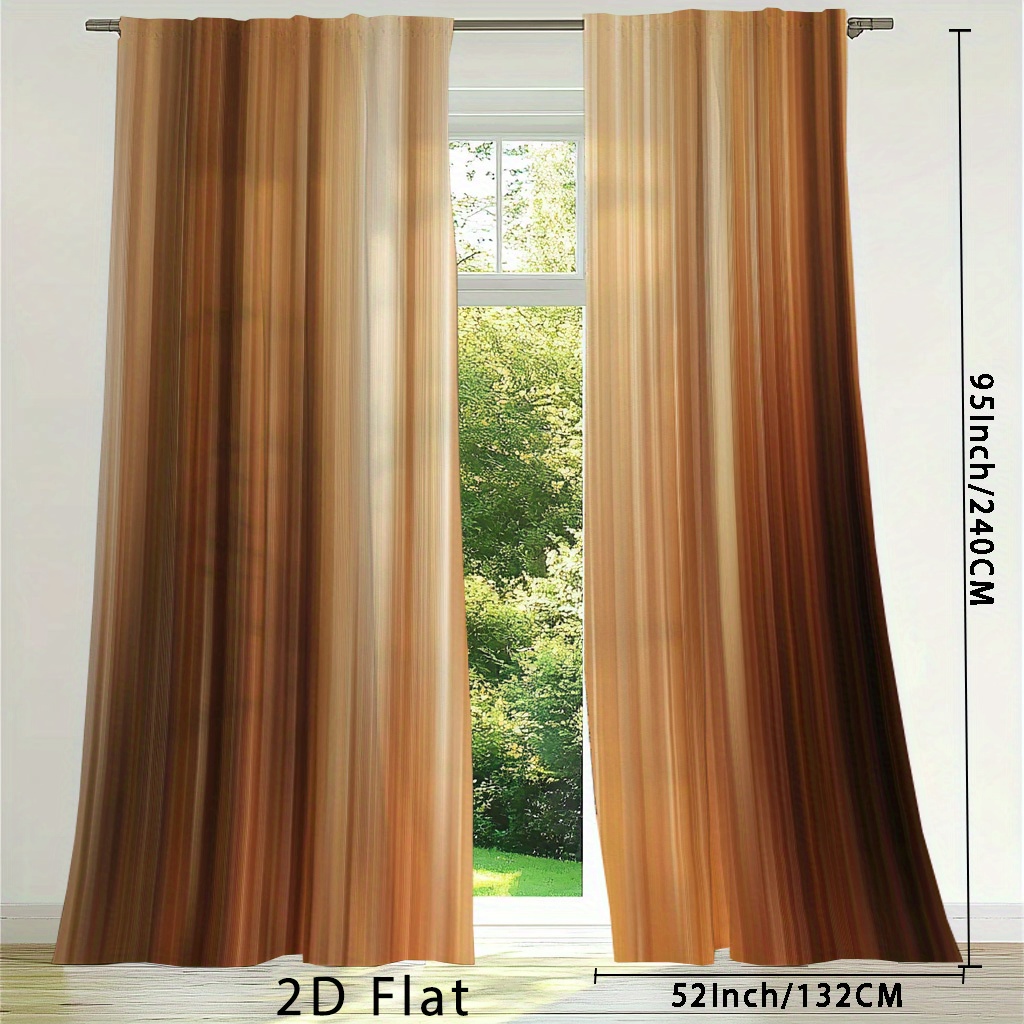 TEMU 2pcs, 2d Flat Printing Burnt Orange Curtains, Bedroom Curtains, Curtains For Small Window, Curtains For Small Windows, Flowy Curtains, Curtain
