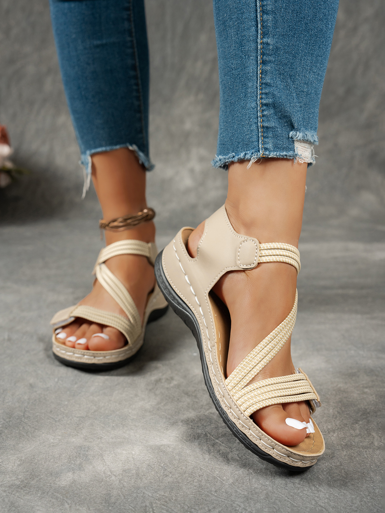 womens summer fisherman sandals adjustable ankle strap open toe platform wedge heel breathable synthetic leather casual   for outdoor vacation daily wear strappy sandals warm weather footwear retro style stylish   lovers durable footwear fashionconscious women details 20