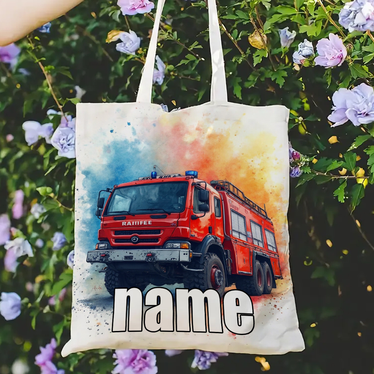 TEMU Sac à bandoulière personnalisable style aquarelle camion de pompiers pour femmes, design , grande , idéal pour anniversaires, fêtes et