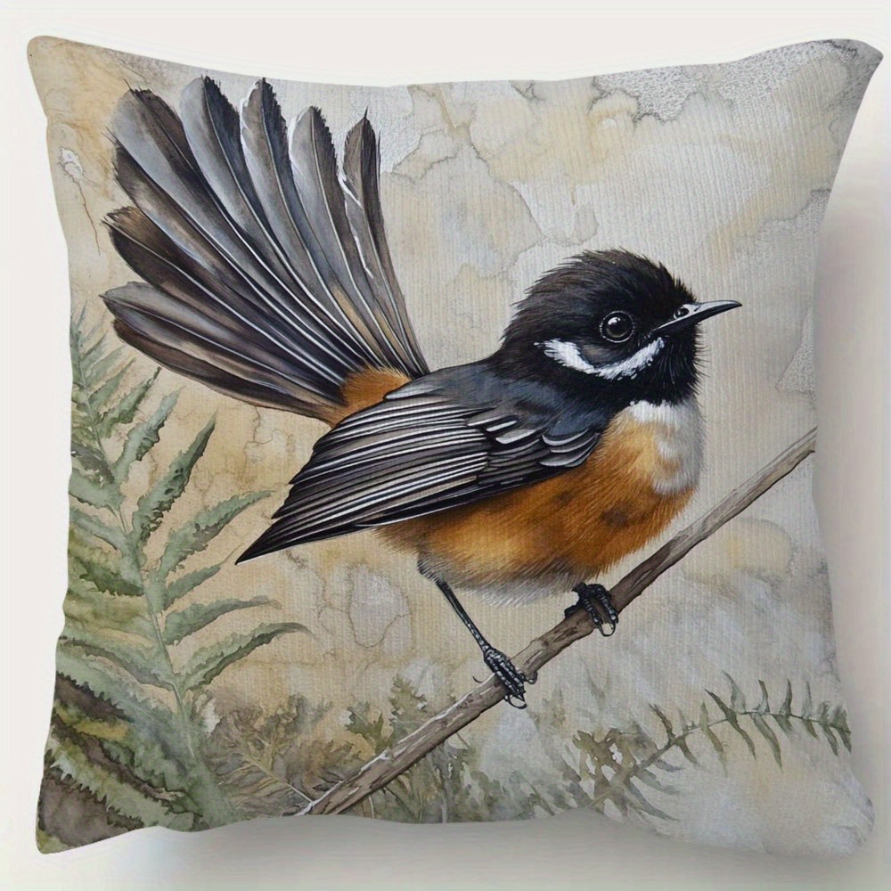 TEMU 1 Piece Of Short Plush Decorative Pillow Cover Featuring A New Zealand Native Design, Printed On , Measuring 18 Inches By 18 Inches, Ideal For