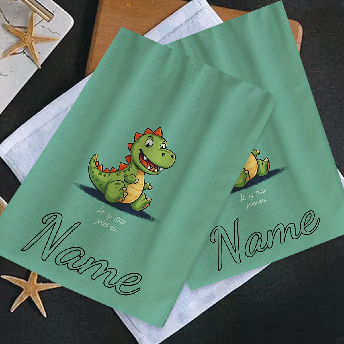 TEMU 2 Toallas Esenciales de Viaje de Dinosaurio de Dibujos Animados, Toalla con Texto Personalizable, Toalla con Personalizado, Toalla de Anime de