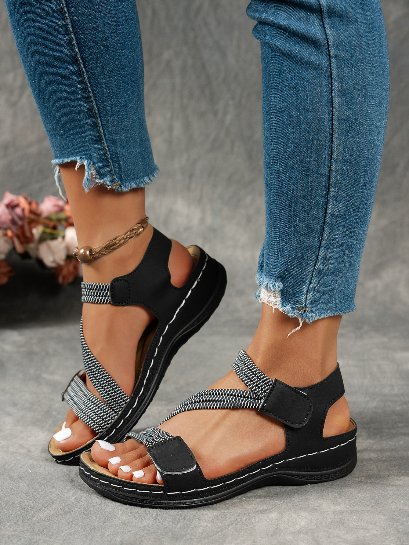 womens summer fisherman sandals adjustable ankle strap open toe platform wedge heel breathable synthetic leather casual   for outdoor vacation daily wear strappy sandals warm weather footwear retro style stylish   lovers durable footwear fashionconscious women details 9