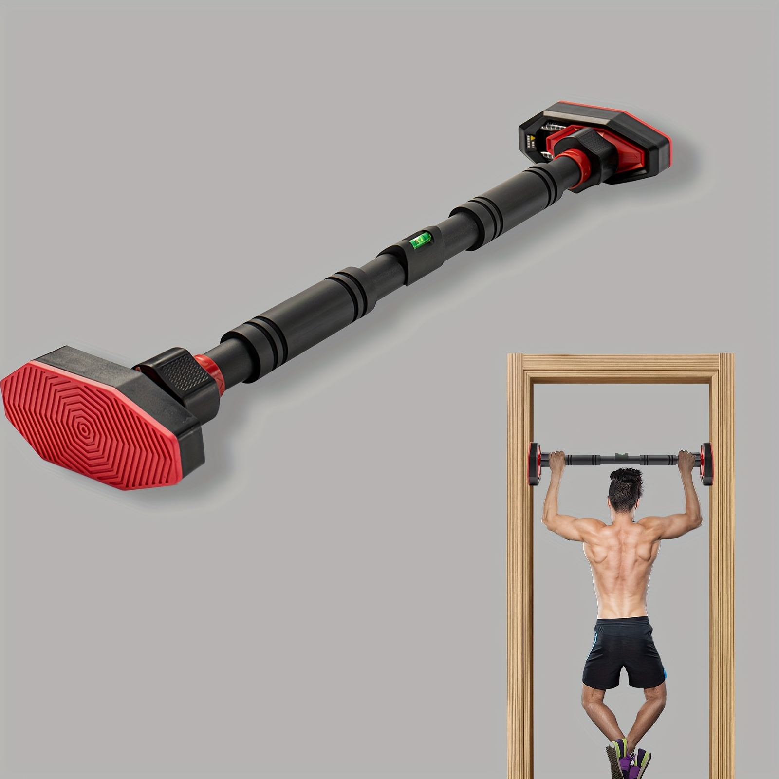 Doorway Pull-Up Bar - No-Drill Installation, Adjustable Width with Auto-Lock, Heavy-Duty Pull-Up & Pull- System Suitable for Home Gym Workouts, Door-Mounted Strength Training Bar (No Drilling Required)