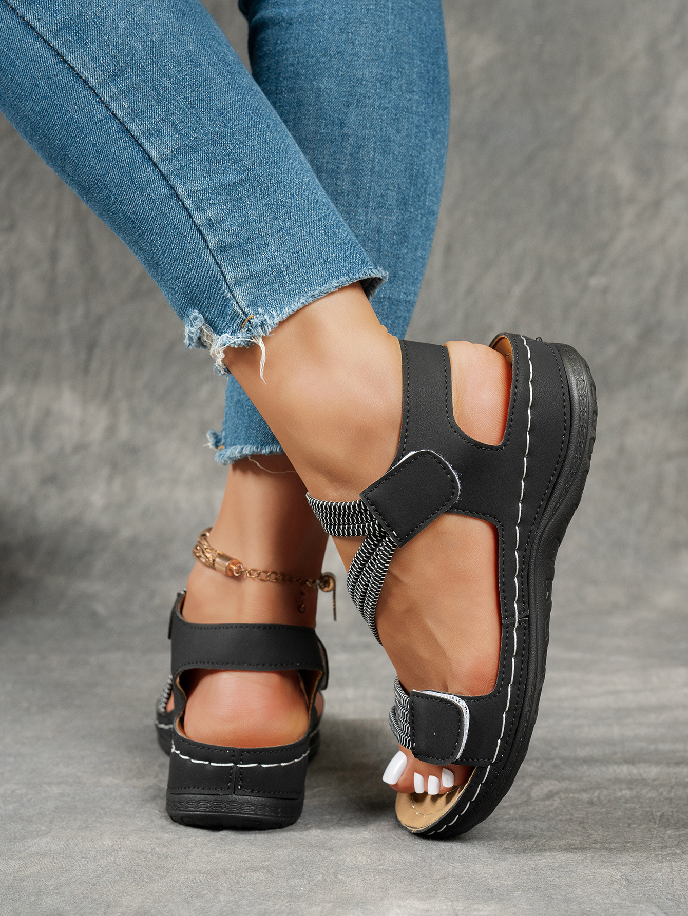 womens summer fisherman sandals adjustable ankle strap open toe platform wedge heel breathable synthetic leather casual   for outdoor vacation daily wear strappy sandals warm weather footwear retro style stylish   lovers durable footwear fashionconscious women details 8