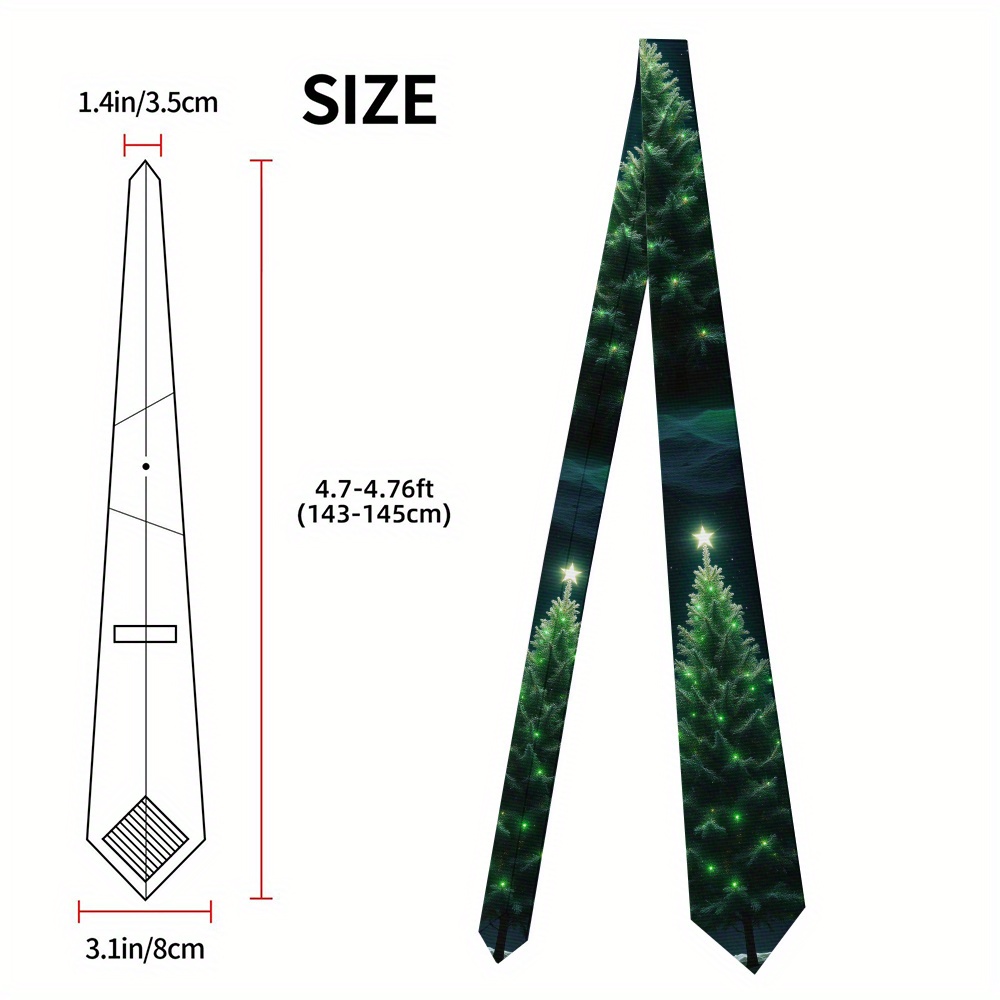 TEMU 1pc, Christmas Night Snow Pattern 8cm Fun Christmas Tie For Men, Polyester Printed Tie, Washable For Lunch & Christmas Gifts, Winter Christmas