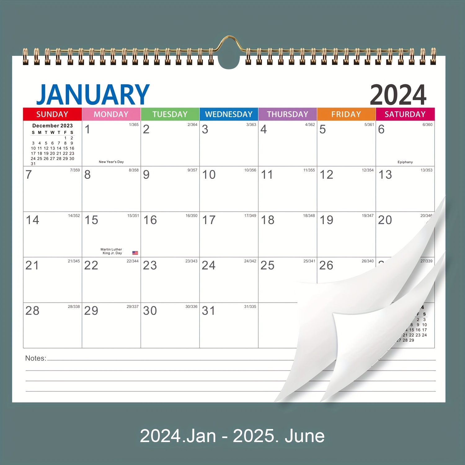 Calendrier de bureau 2024-2025, Standing Flip 2024-2025 Calendrier de bureau,  Calendrier de 18 mois de janvier 2024 à juin 2025 Cadeau de Noël