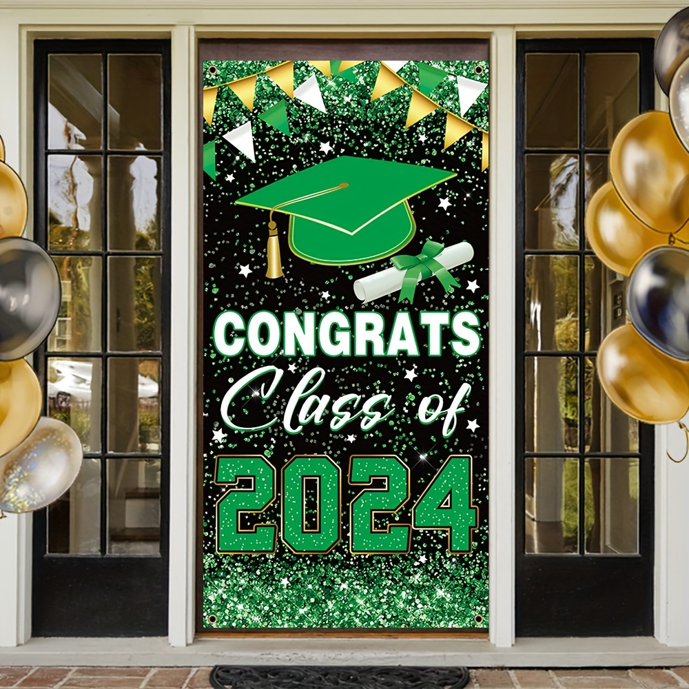 2024 Graduation Decorations Green,Graduation Party,Green St. Patrick'S Day  2024 Foil Balloons, Paper Streamers, Pom Poms Flowers, Paper Fans, Paper