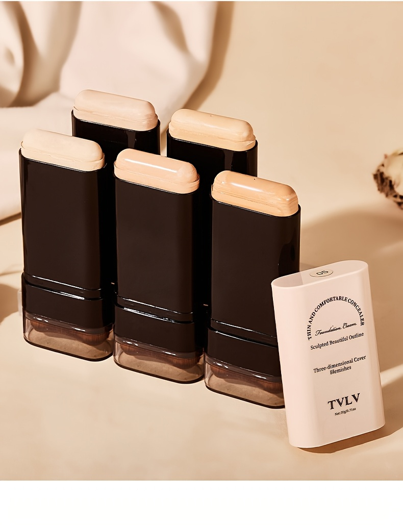 tlyv   foundation cream - natural look, long-lasting, stain-resistant, moisturizing cc cream with built-in brush, lightweight texture for all light beige types, waterproof & sweatproof,   nose contouring &   coverage, waterproof foundation | sleek   |   brush applicator details 6
