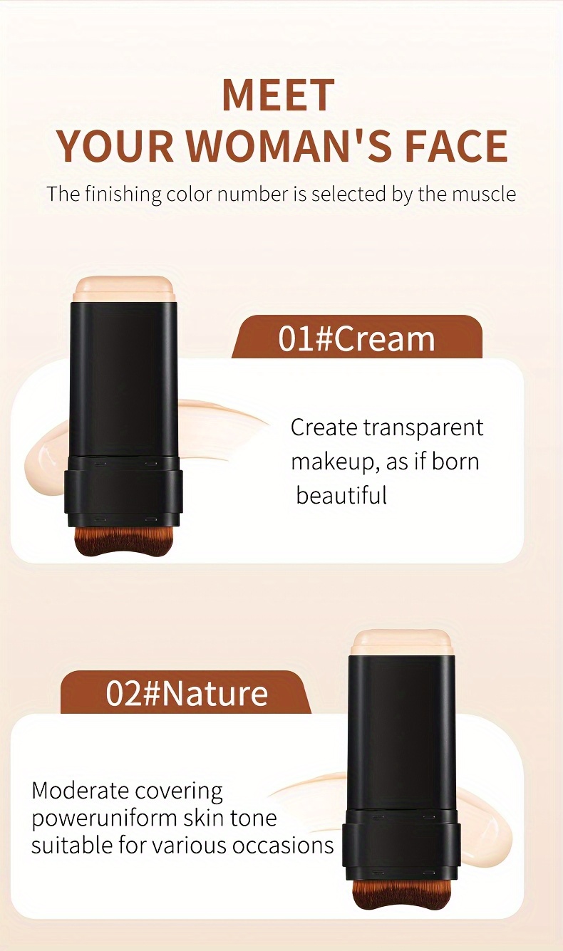 tlyv   foundation cream - natural look, long-lasting, stain-resistant, moisturizing cc cream with built-in brush, lightweight texture for all light beige types, waterproof & sweatproof,   nose contouring &   coverage, waterproof foundation | sleek   |   brush applicator details 8