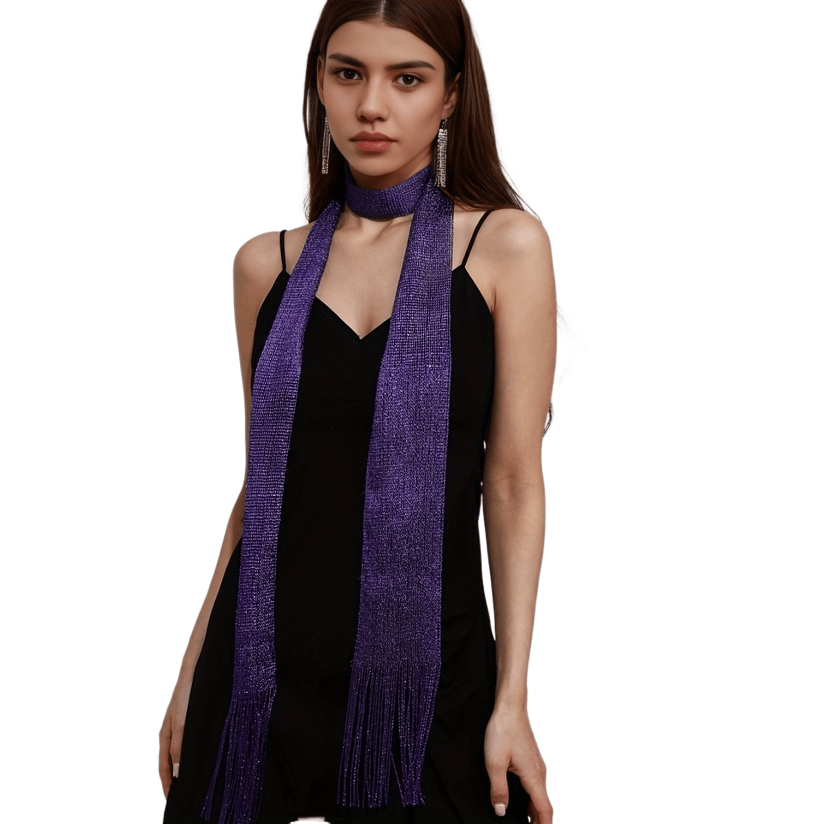 Solid-Color Tassel Fringe Scarf, Trendy Accessory