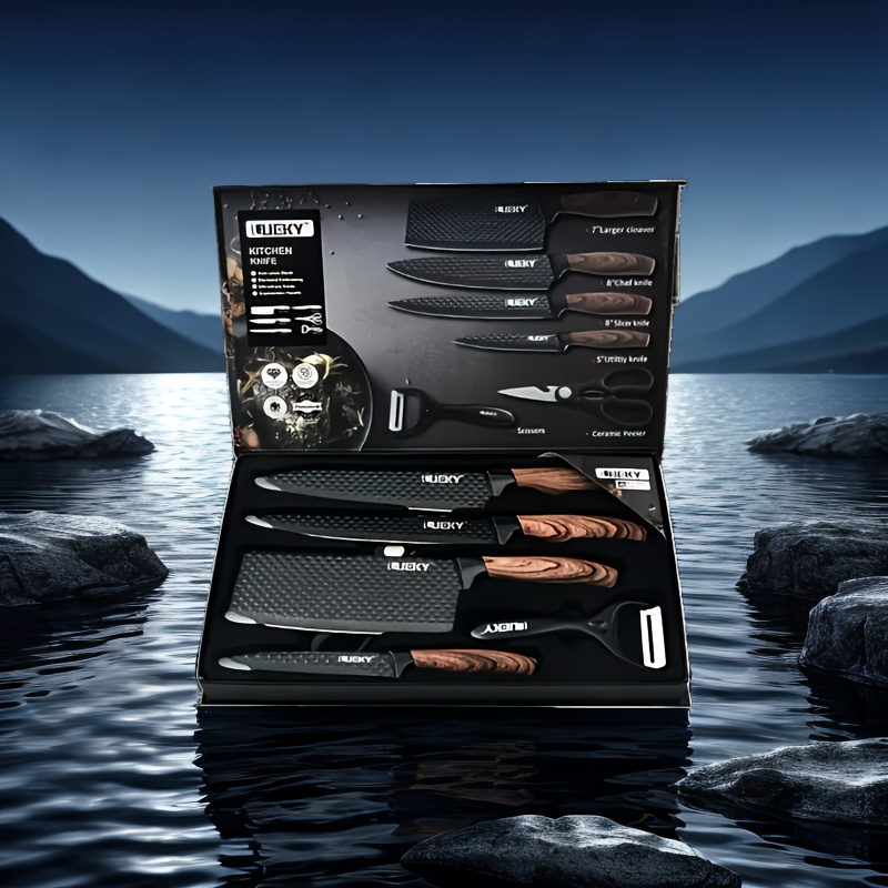   and durable 6pcs kitchen knife set stainless steel blade non slip handle suitable for   cooking suitable for   scenes outdoor   parties gift boxes for fathers day gifts high end atmosphere