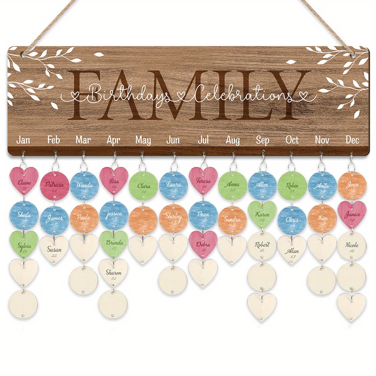 TEMU 2d Flat, 1 Set Wooden Calendar, Designed To Remind You Of Important Birthdays, With Tags To Mark Important Dates Like Anniversaries ' Birthdays.