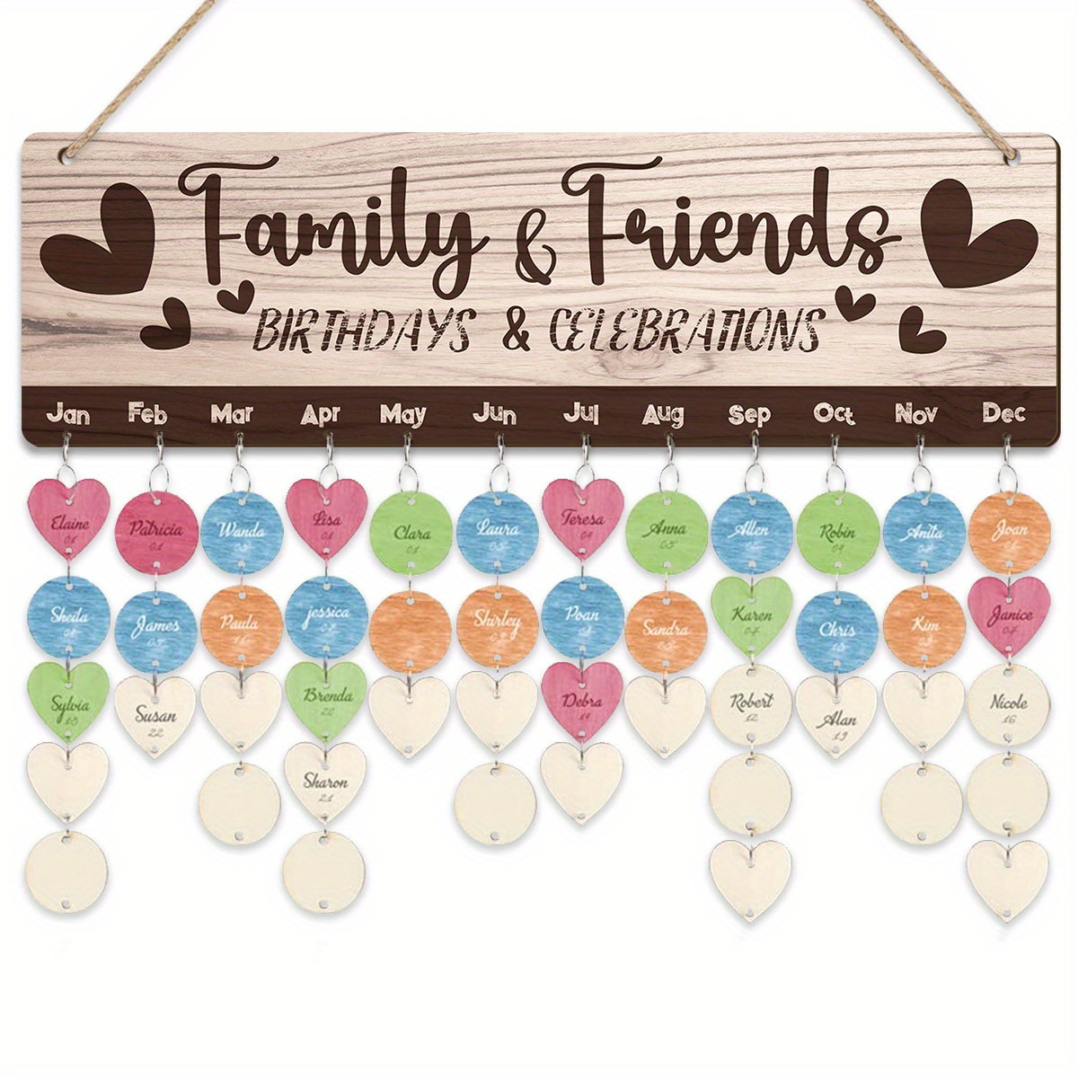 TEMU 1pc Premium Wooden Birthday Board For Home Use, Featuring Decorative Signs And Plaques. Ideal For , This Wall-mounted Birthday Reminder Sign Is
